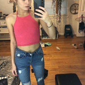 Pink halter crop top